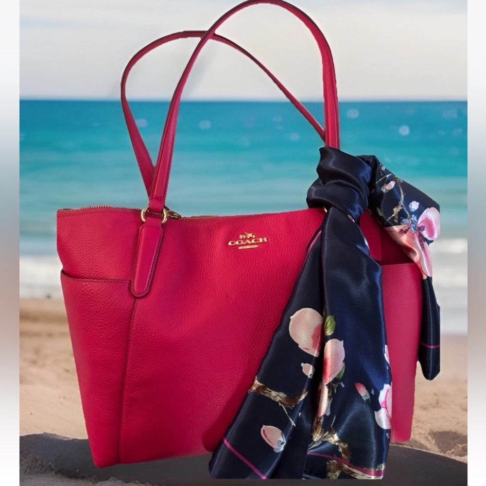 Coach Hot Pink Large Leather Ava Tote